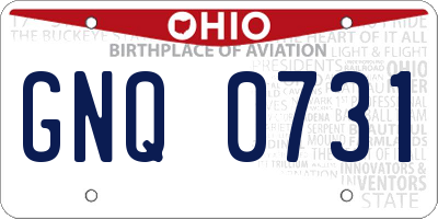 OH license plate GNQ0731