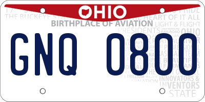 OH license plate GNQ0800