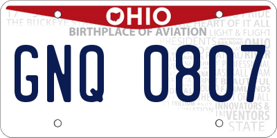 OH license plate GNQ0807