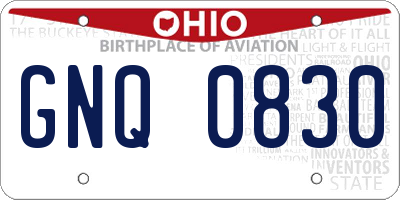 OH license plate GNQ0830