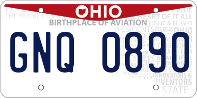 OH license plate GNQ0890