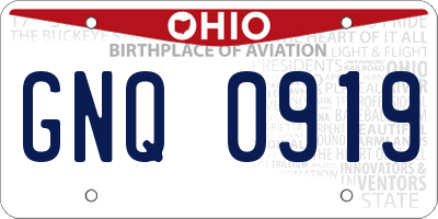 OH license plate GNQ0919