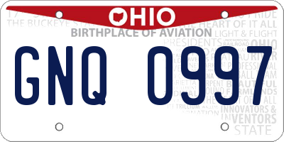 OH license plate GNQ0997