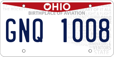 OH license plate GNQ1008
