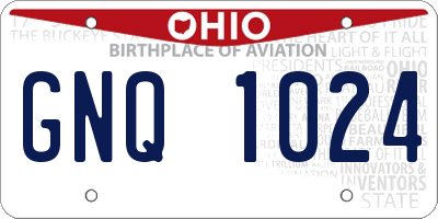 OH license plate GNQ1024