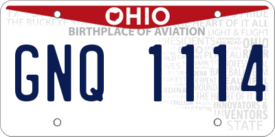 OH license plate GNQ1114