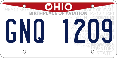 OH license plate GNQ1209