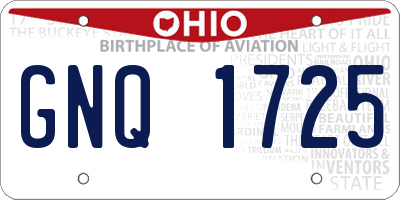 OH license plate GNQ1725