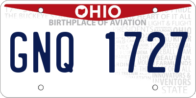 OH license plate GNQ1727