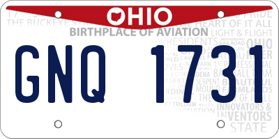 OH license plate GNQ1731