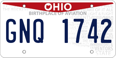 OH license plate GNQ1742