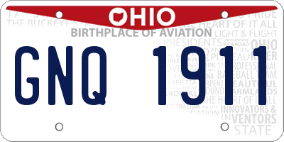 OH license plate GNQ1911