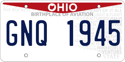 OH license plate GNQ1945