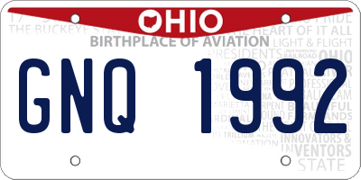 OH license plate GNQ1992