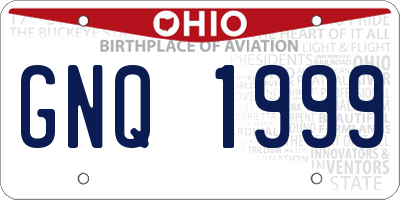 OH license plate GNQ1999