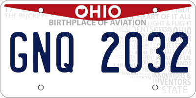 OH license plate GNQ2032