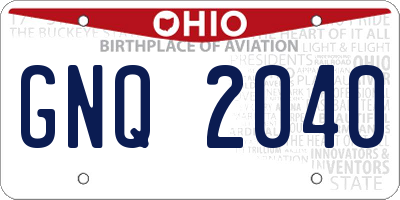 OH license plate GNQ2040
