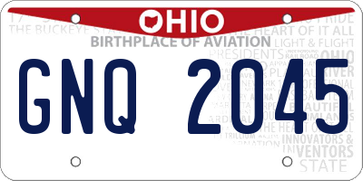 OH license plate GNQ2045