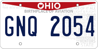 OH license plate GNQ2054