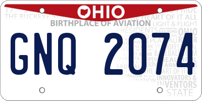 OH license plate GNQ2074