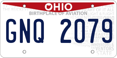 OH license plate GNQ2079