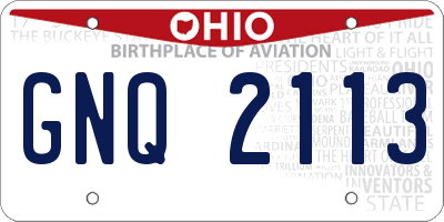 OH license plate GNQ2113
