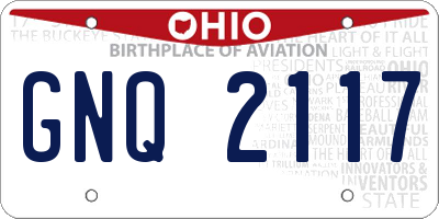 OH license plate GNQ2117