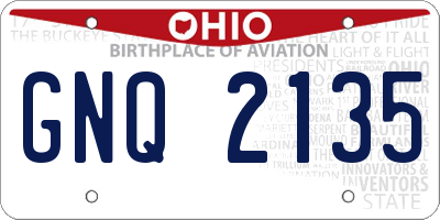 OH license plate GNQ2135