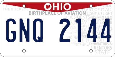 OH license plate GNQ2144