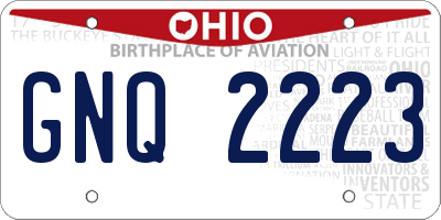 OH license plate GNQ2223