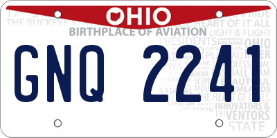 OH license plate GNQ2241
