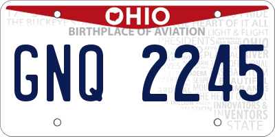 OH license plate GNQ2245