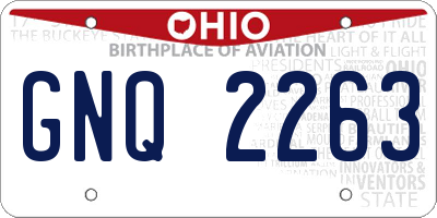 OH license plate GNQ2263