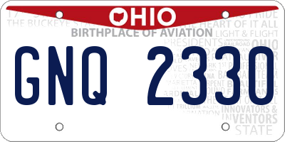 OH license plate GNQ2330
