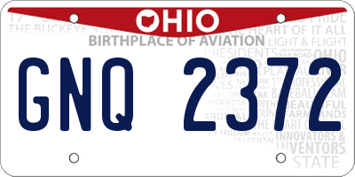 OH license plate GNQ2372