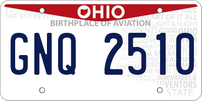 OH license plate GNQ2510