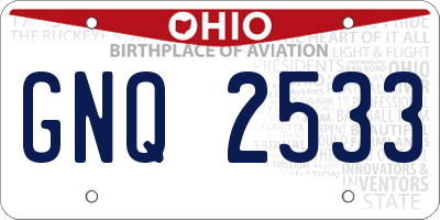 OH license plate GNQ2533