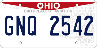 OH license plate GNQ2542