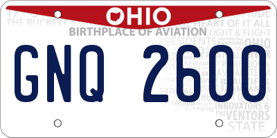 OH license plate GNQ2600