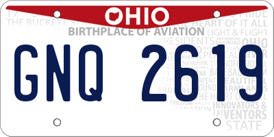 OH license plate GNQ2619