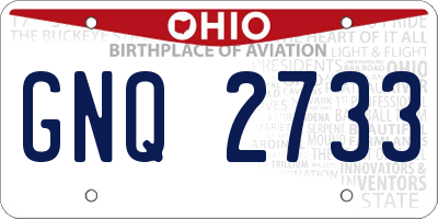 OH license plate GNQ2733