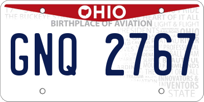 OH license plate GNQ2767
