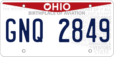 OH license plate GNQ2849