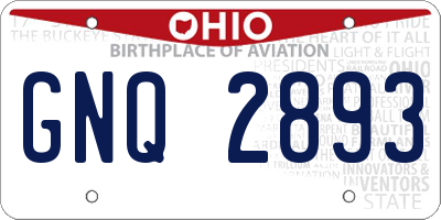 OH license plate GNQ2893