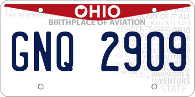 OH license plate GNQ2909