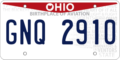 OH license plate GNQ2910