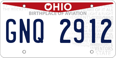 OH license plate GNQ2912