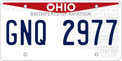 OH license plate GNQ2977