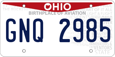 OH license plate GNQ2985