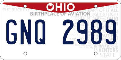 OH license plate GNQ2989